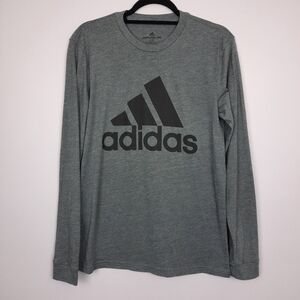 Adidas Men's Dark Gray Amplifier Tee Logo Graphic Long Sleeve Shirt size Small